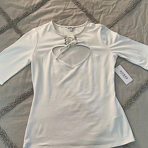 NWT Guess White Cutout Top